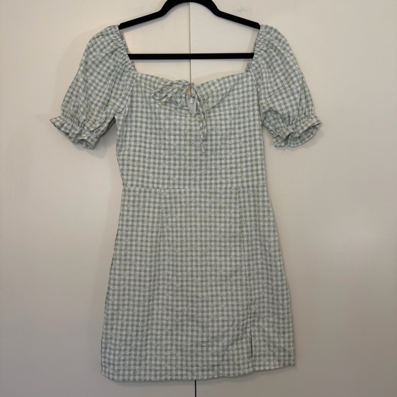 Sage Dresses & Skirts - SAGE The Label Green Plaid Floral Mini Dress‎ Spring Women's Size S